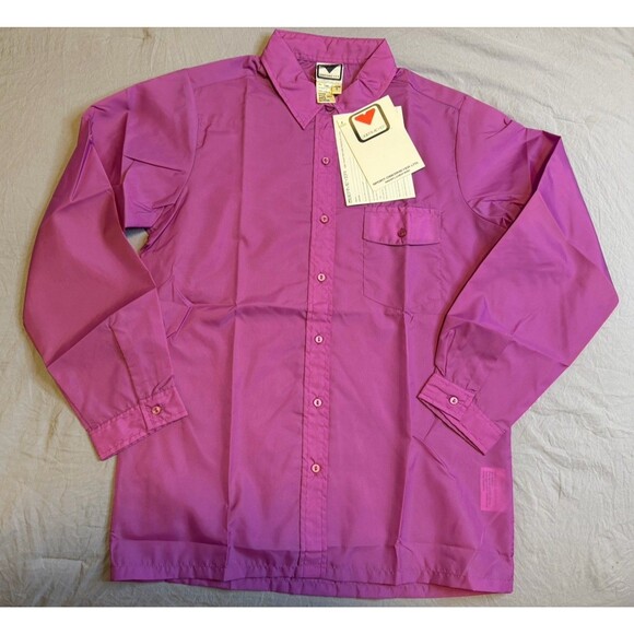 Obermeyer Vintage Magenta Nylon Long Sleeve Button Down Wind Ski Shirt Sz Small - Picture 1 of 7